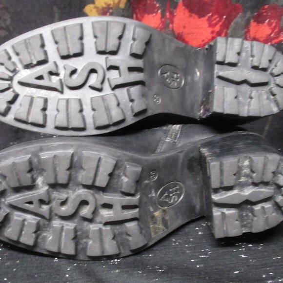 Ash "Xim" Black Leather Studded Lace Up Combat Boots Sz.9/39 - Picture 8 of 13